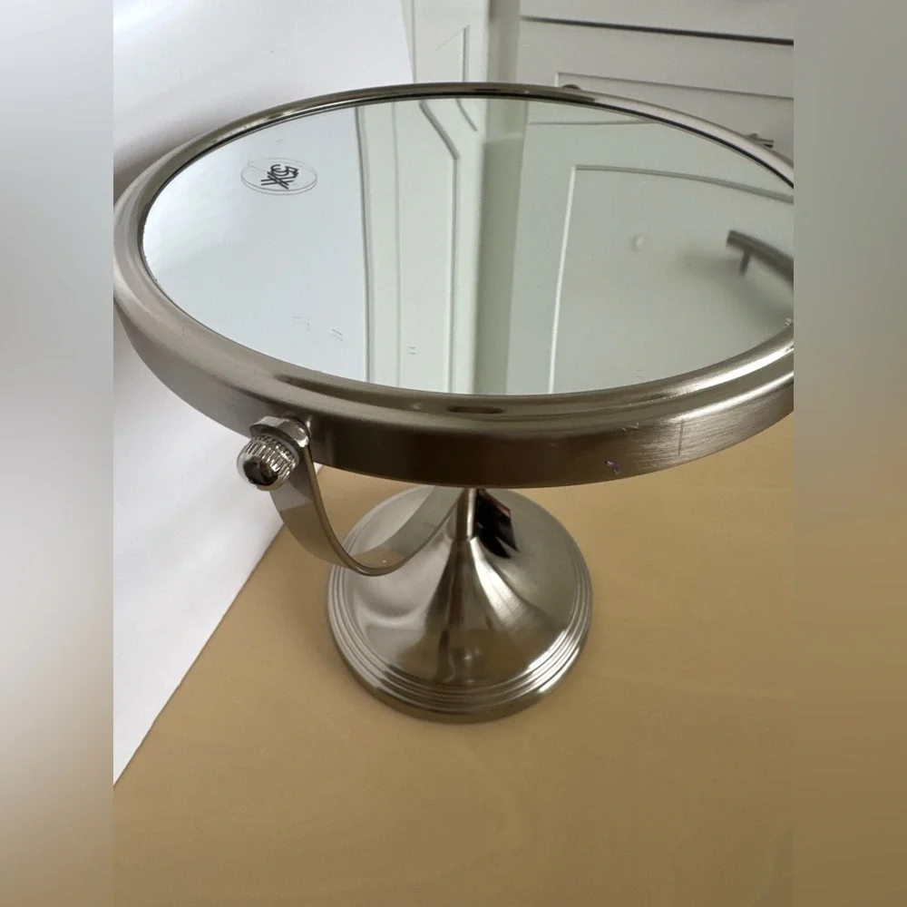 Brushed Silver 5X Magnification Vanity Mirror - Home Bath